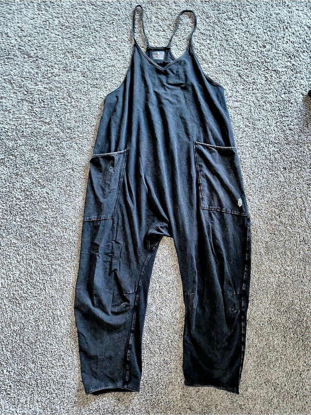 Free People FP Movement Hot Shot Onesie S Washed Black Harem Jumpsuit